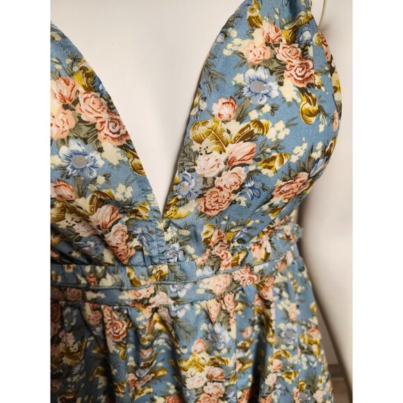 Floral Print Tied Backless Ruffle Hem Dress Cottagecore Coquette Fairycore - Picture 5 of 10